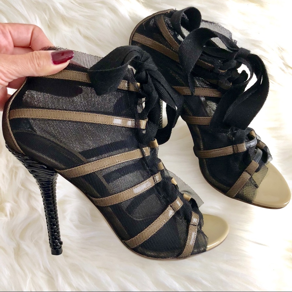 DOLCE & GABBANA Mesh Wrap Cage Sandals